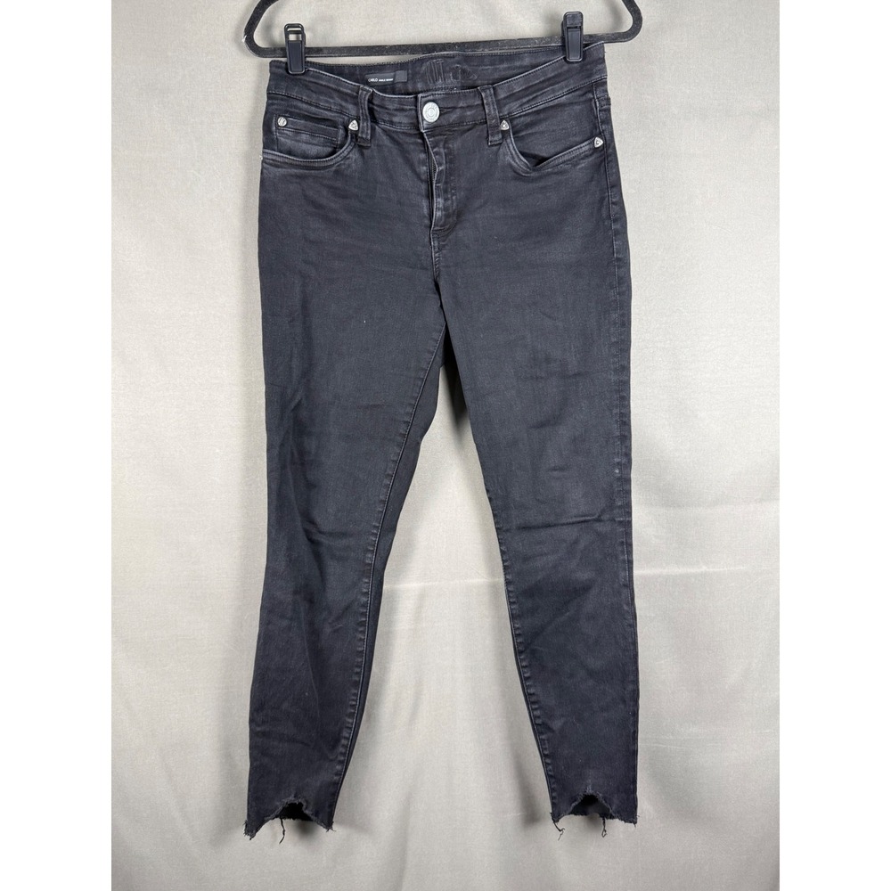 KUT from the Kloth Carlo Ankle Skinny Jeans Women 8 Black Raw Hem Stretch